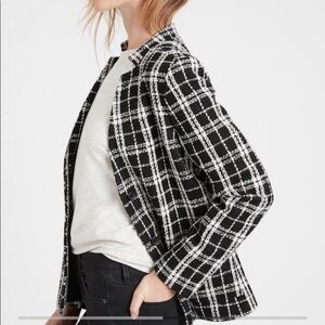 Banana Republic boucle plaid blazer jacket size S plaid classic shacket preppy